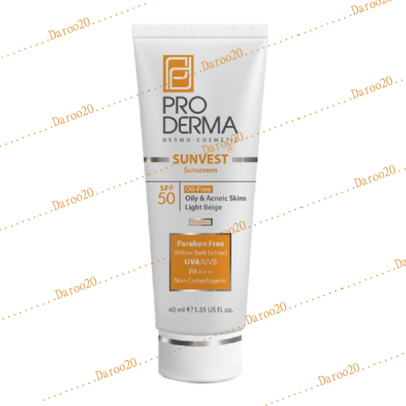 کرم ضد افتاب فاقد چربی SPF50 پرودرما (بژ روشن)