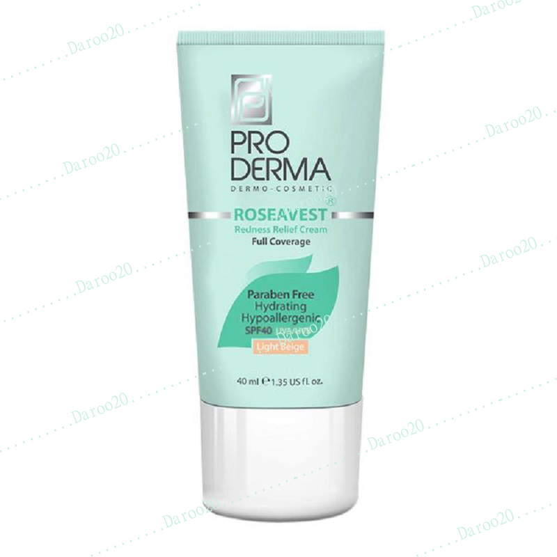 کرم پوشاننده و مرطوب کننده SPF40 پرودرما مناسب پوست های معمولی و حساس(بژ روشن)